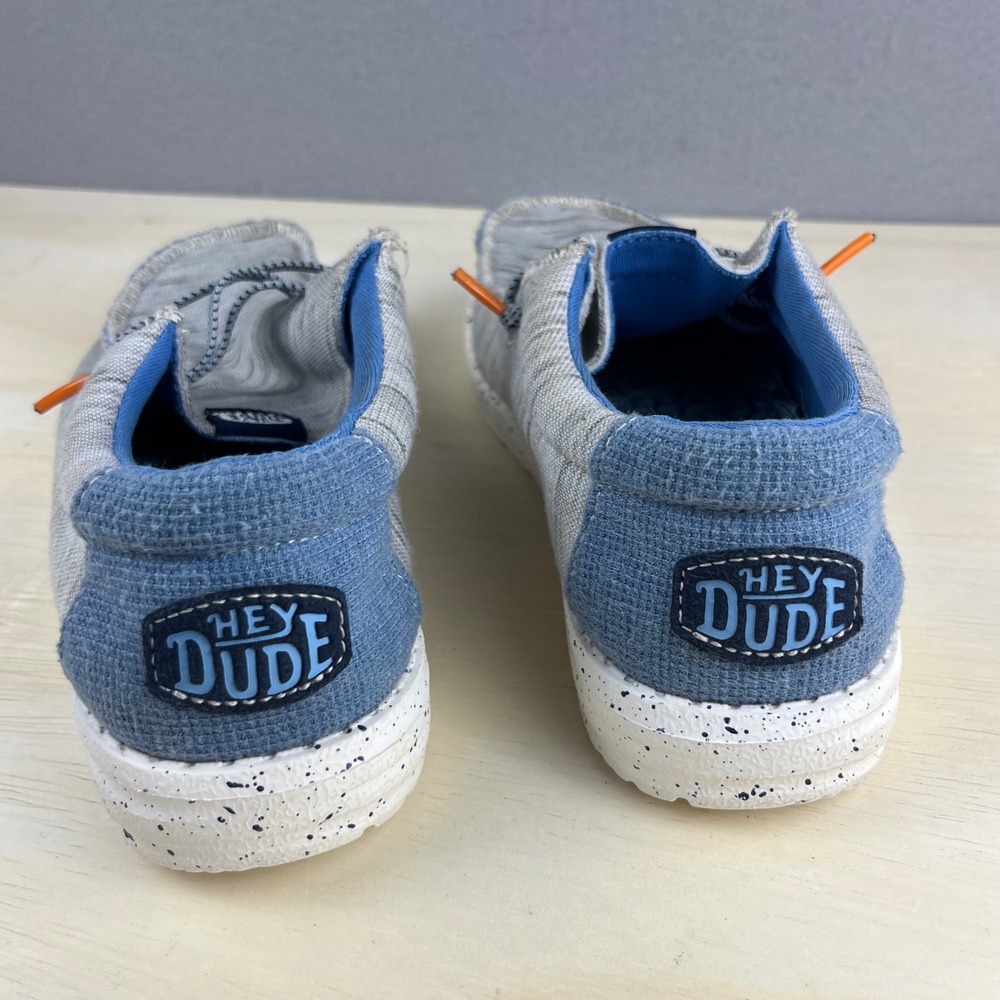 Hey Dude Wally Youth Jersey Grey Blue Slip On Loafers Shoes Y4 L5 40222-025 - Picture 2 of 8